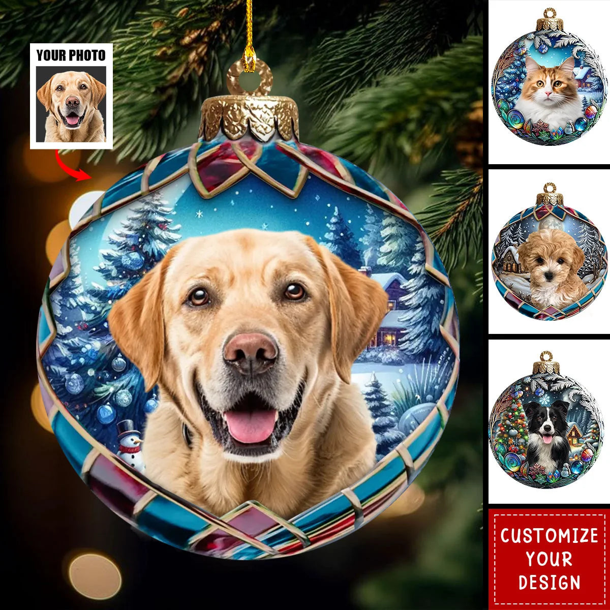 Personalized Dog Cat Photo Ornament, Custom Pets Make Our Lives Whole Acrylic Keepsake, Gift for Pet Lover Dog Mom Cat Dad