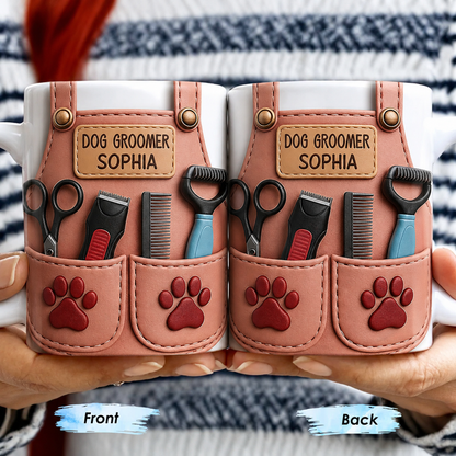 Personalized Dog Groomer Mug 3D Effect – Custom Name Gift for Pet Groomers & Dog Lovers