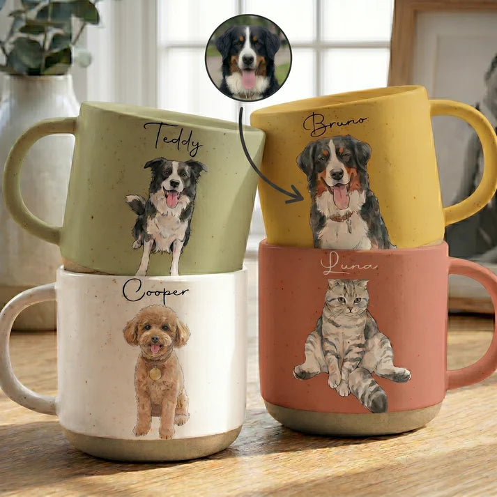 Gift For Pet Lovers Custom Pet Portrait Watercolor - Personalized Mug