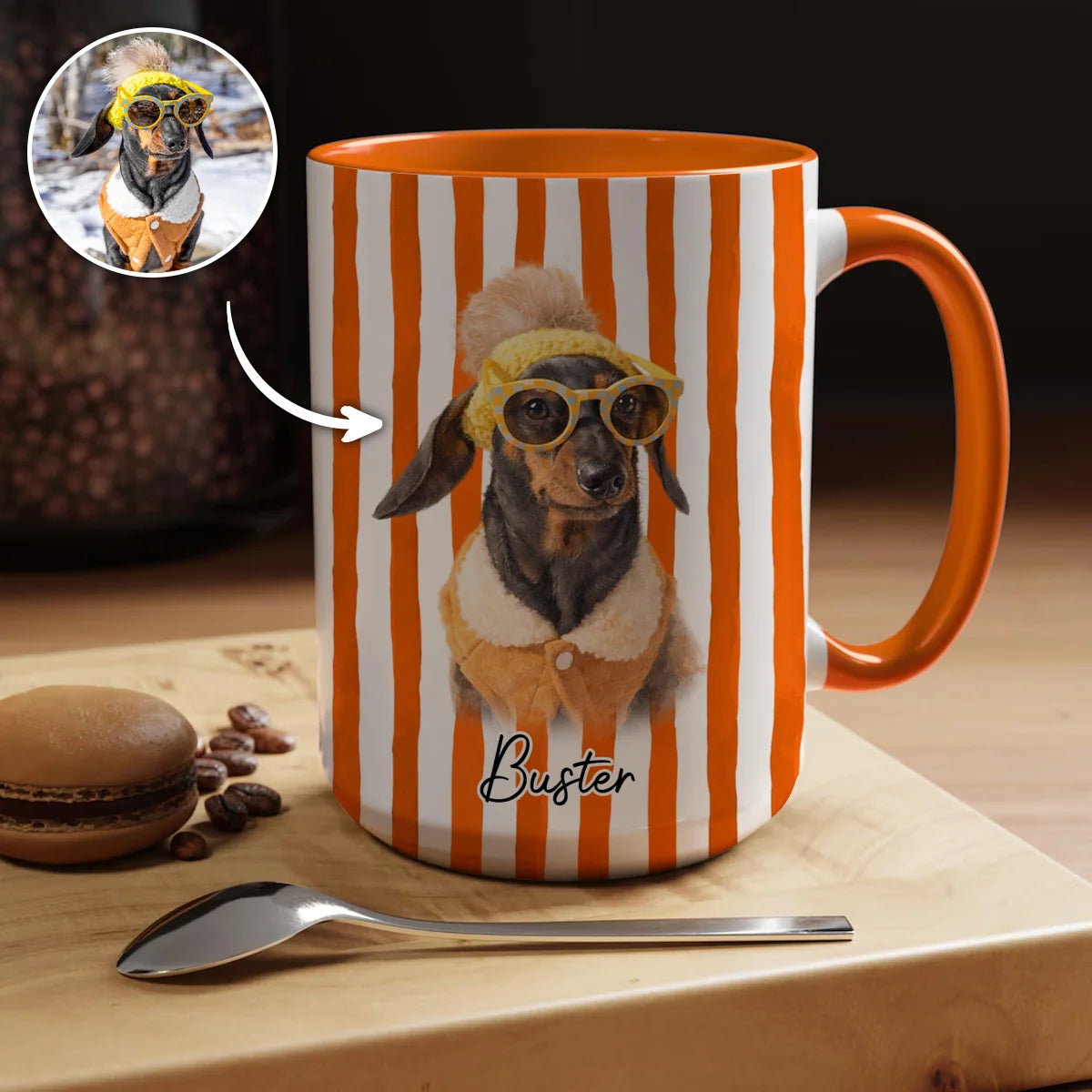 Personalized Pet Portrait Mug with Photo, Custom Glitch Soul Dog Cat Ceramic Coffee Cup, Gift for Dog Mom Cat Mom Pet Lover