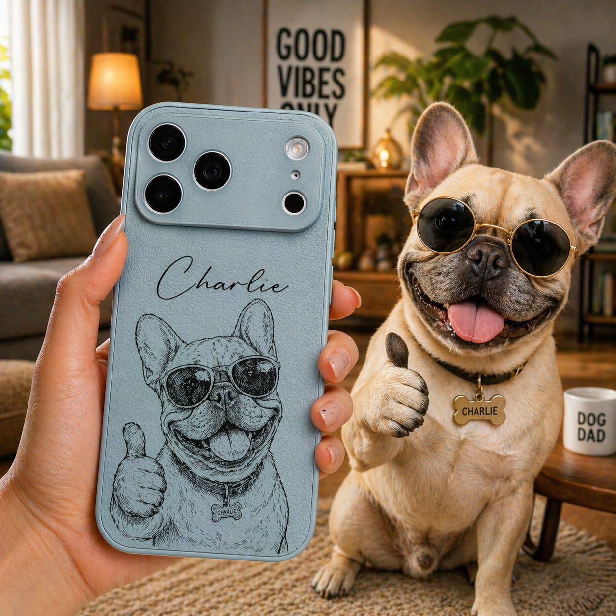 Personalized Leather Phone Case with Custom Pet Portrait — A Meaningful Gift for Dog & Cat Lovers