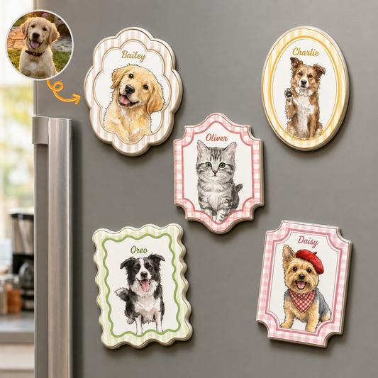 Custom Pet Portrait Watercolor Magnet, Personalized Dog & Cat Fridge Magnet, Custom Pet Memorial Gift