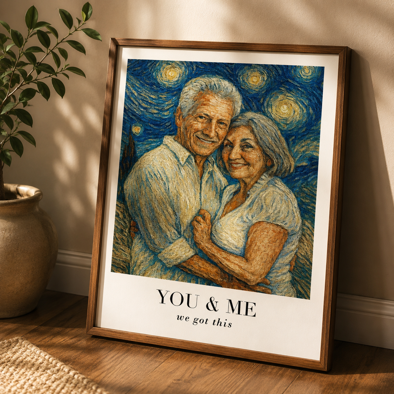 Paarporträt im Van-Gogh-Stil – Personalisiertes Poster oder Leinwand mit Zitat