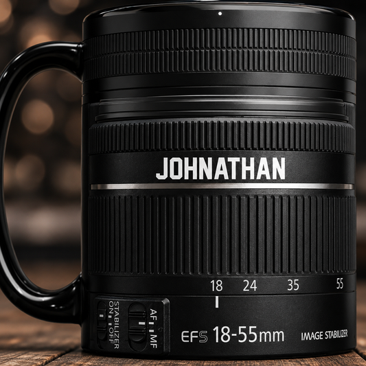Personalized Camera Lens Coffee Mug 3D Effect with Custom Name, Camera Lens Mug Gift for Photographers, Photography Lover, Camera Enthusiast