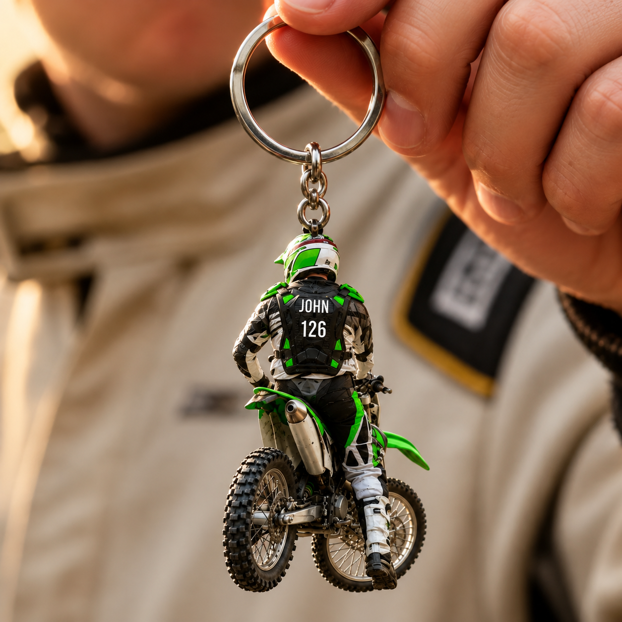 Personalized Motocross Dirt Bike Acrylic Keychain 3D Effect