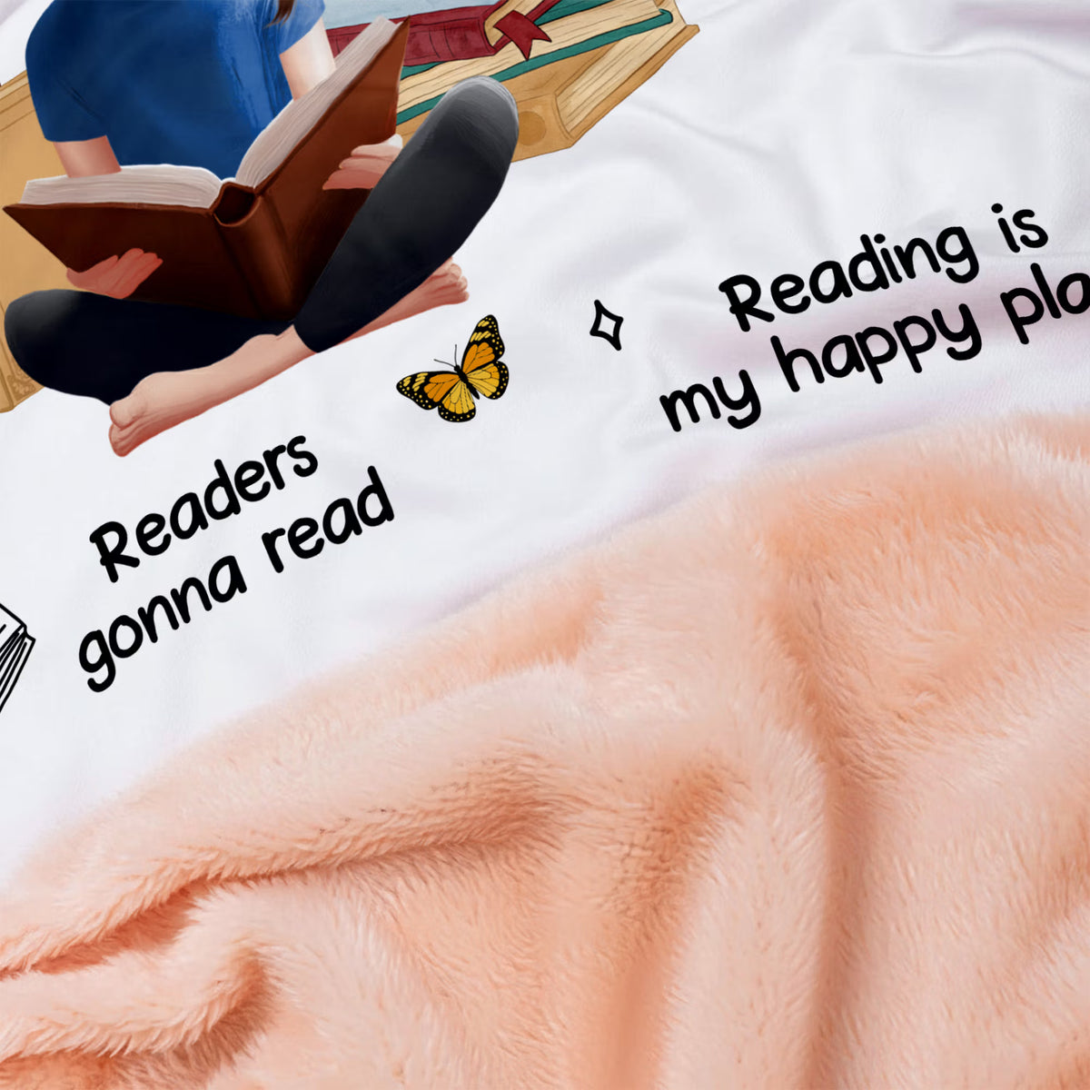 Personalized Book Lover Blanket with Name & Birth Flower, Custom Reading Quote Throw Blanket, Gift for Bookworm Women Friends