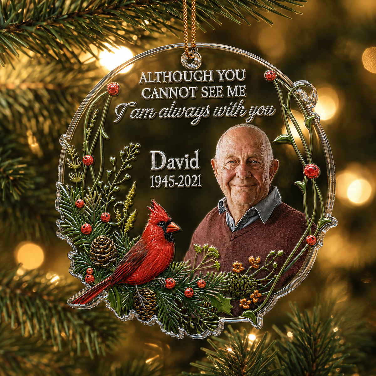 Personalized Memorial Photo Ornament, Custom Acrylic Christmas Remembrance Ornament, Sympathy Gift for Loss of Loved One