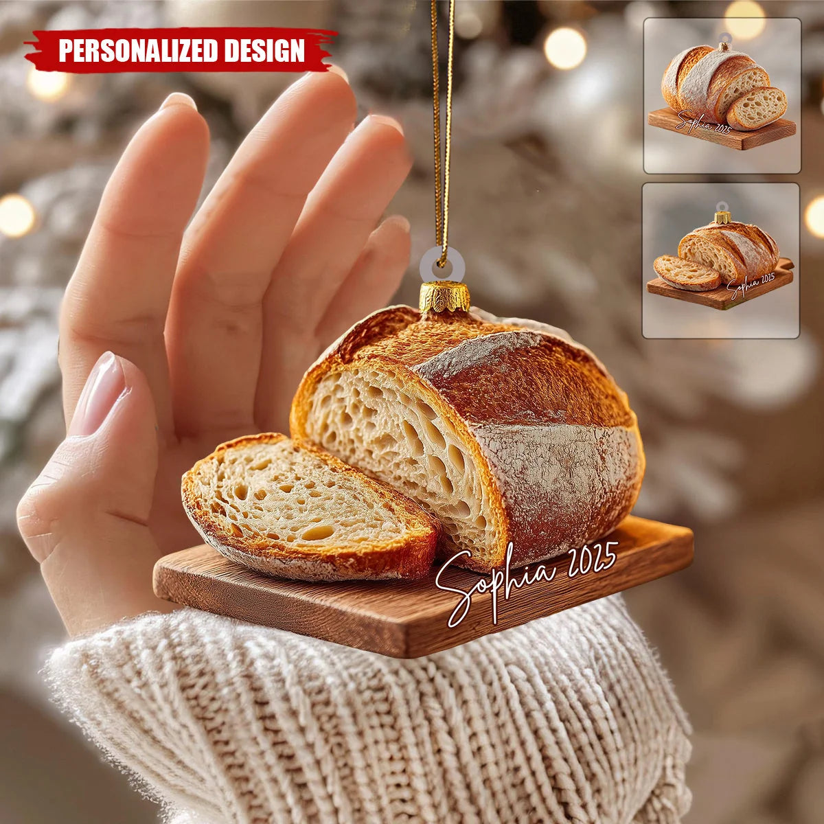 Personalized Sourdough Bread Christmas Ornament, Custom Acrylic Baker Keepsake, Gift for Sourdough Lover Bread Baker Mom Friend