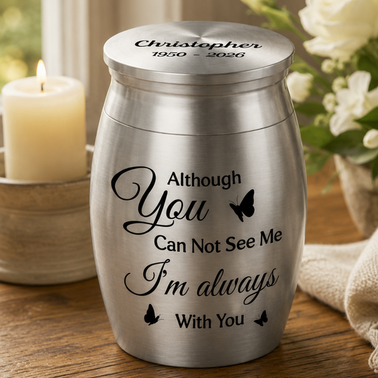 I’m Always With You Mini Urn – Personalized Memorial Keepsake Urn for Loss of Mom/Dad