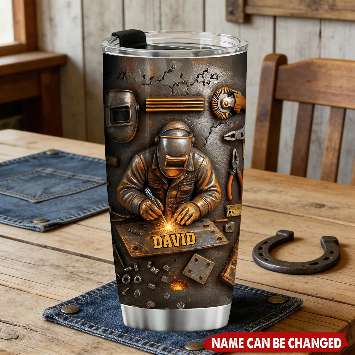 Personalized Welder Tumbler with Name, Custom Welding Tools Stainless Steel Travel Cup, 20oz 30oz Gift for Welder Dad Husband Craftsman