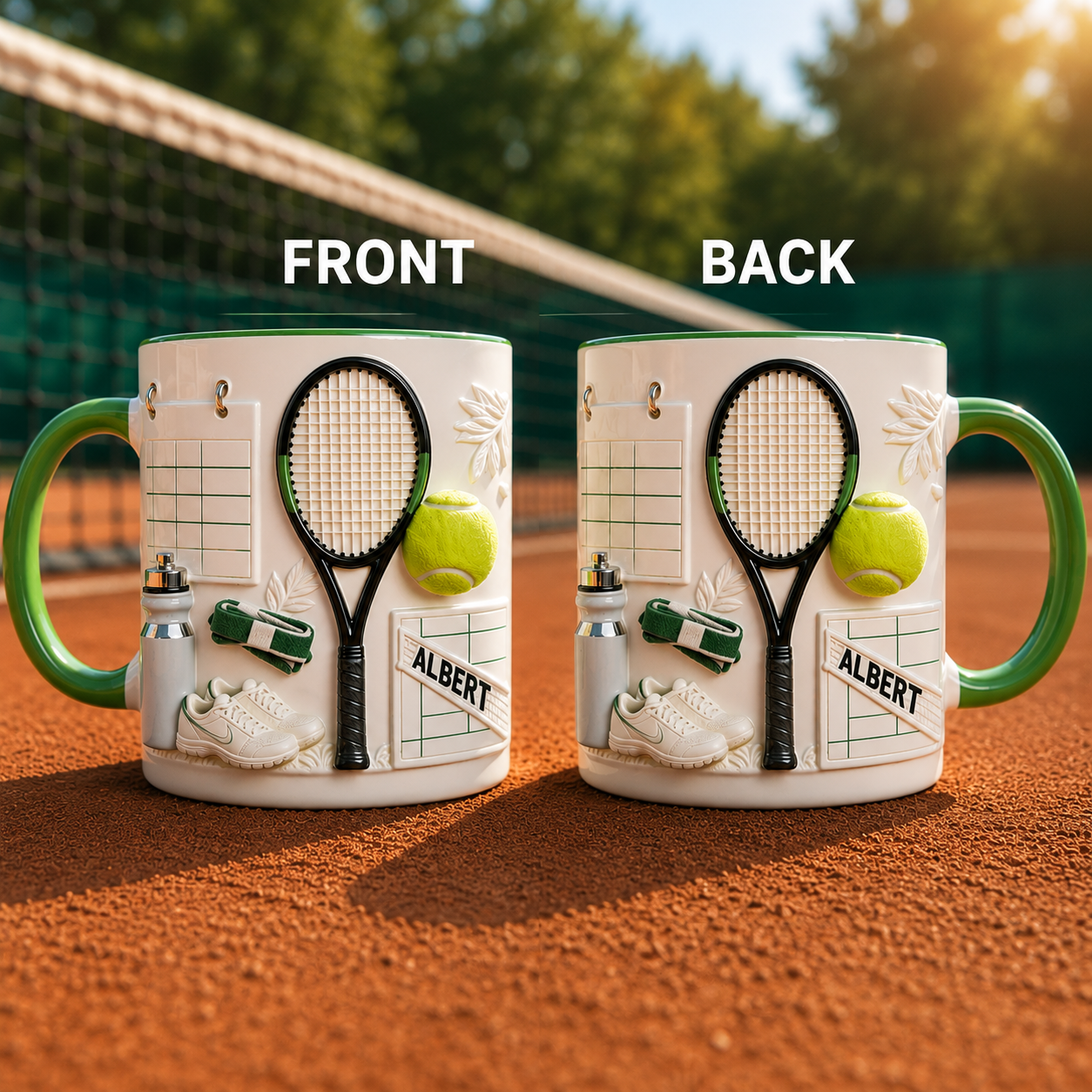 Personalized Tennis Coffee Mug 3D Effect  – Custom Name Gift for Tennis Players & Tennis Lovers