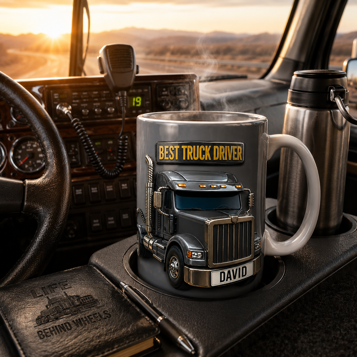 Personalized Best Truck Driver Coffee Mug 3D Effect with Custom Name, Ceramic Gift for Truck Driver, Trucker Coffee Cup, 11oz 15oz