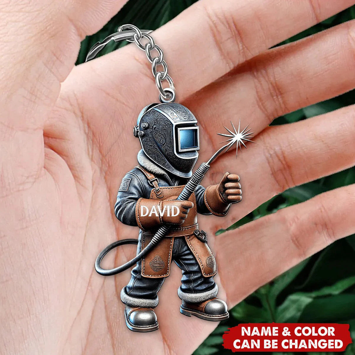 Personalized Welder 3D Effect Keychain with Name, Custom Welding Worker Acrylic Key Ring, Gift for Welder Husband Dad Boyfriend
