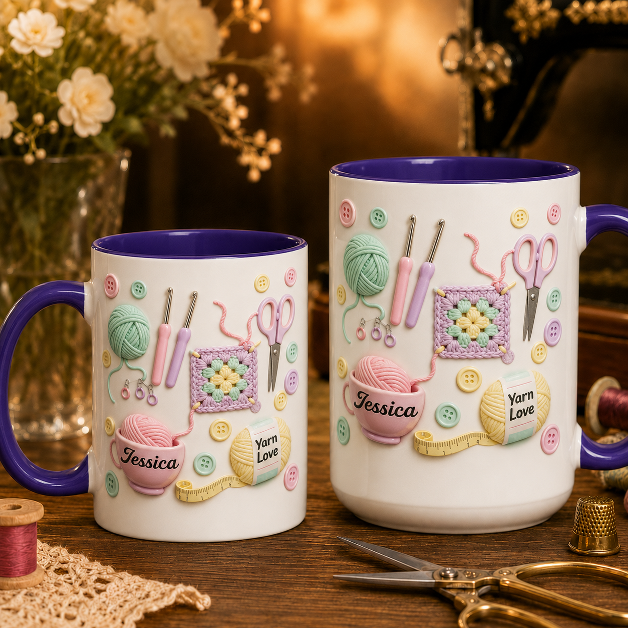 Tasse "Garnliebe" mit personalisiertem Akzent – personalisiertes Namensgeschenk für Strickerinnen