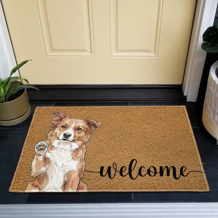 Personalized Pet Portrait Welcome Mat, Custom Watercolor Dog Cat Photo Doormat, Welcome Home Gift for Pet Lovers