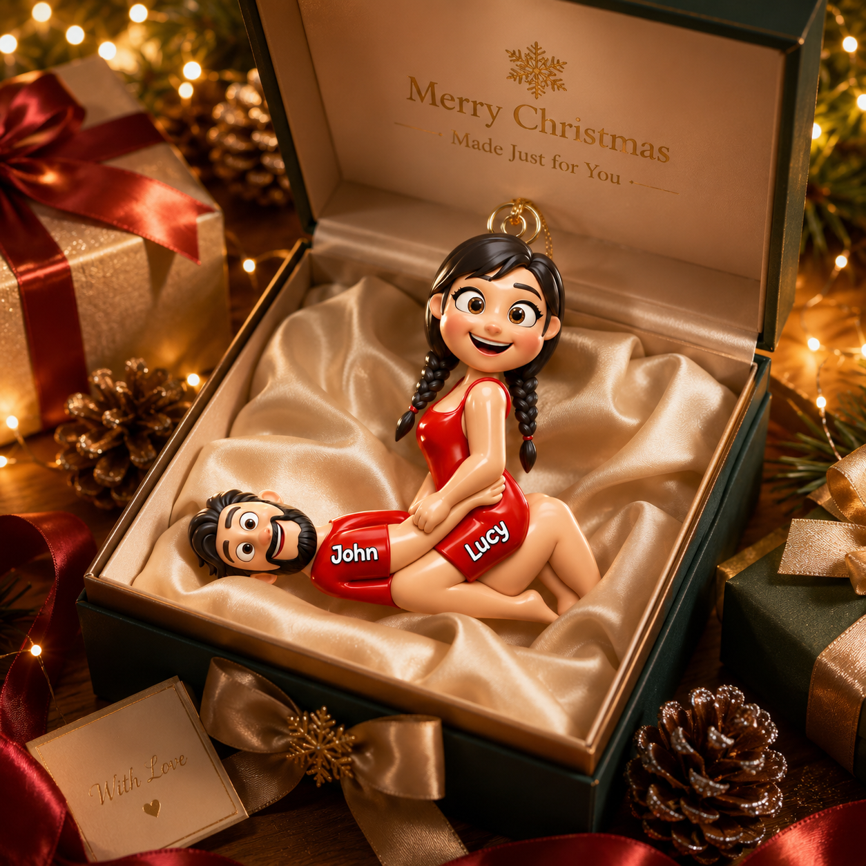 Personalized Naughty Couple 3D Acrylic Ornament, Custom Cartoon Couple Christmas Ornament, Funny Romantic Gift for Couples, Anniversary & Christmas Keepsake