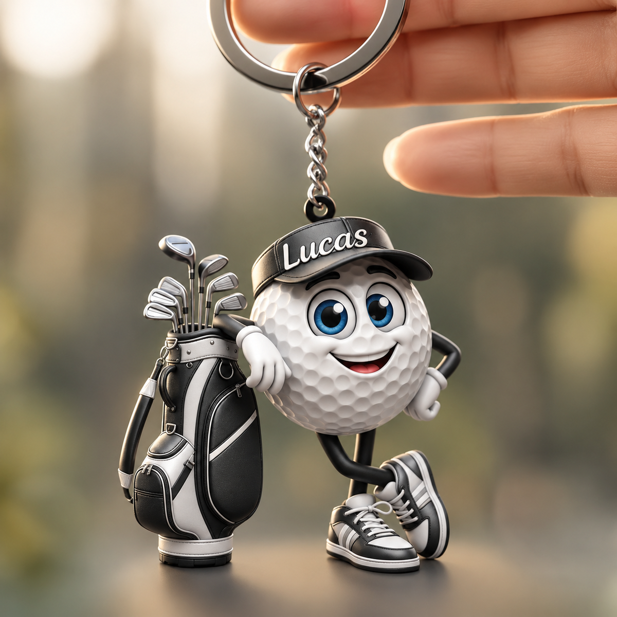 Golf Player Personalized 3D Effect Keychain, Custom Golf Ball Acrylic Keychain with Name, Funny Golfer Gift for Men, Golf Lover Gift, Father's Day Gift