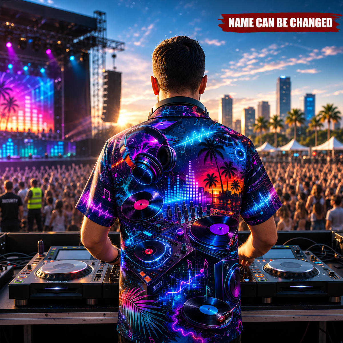 Personalized DJ 3D Hawaiian Shirt, Custom Music Lover Aloha Shirt, DJ Festival Button Up Shirt, EDM Party Shirt, Personalized Gift for DJs