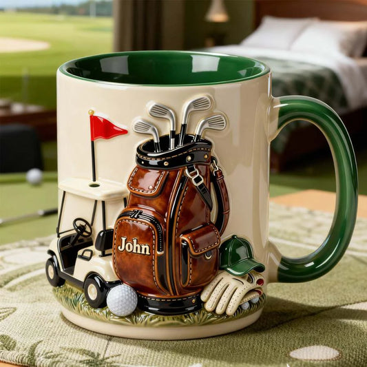 On The Course Golf Mug – Personalized Golf Gift for Men, Custom Name Golfer Mug, Unique Golf Lover Coffee Cup CRMGTP06
