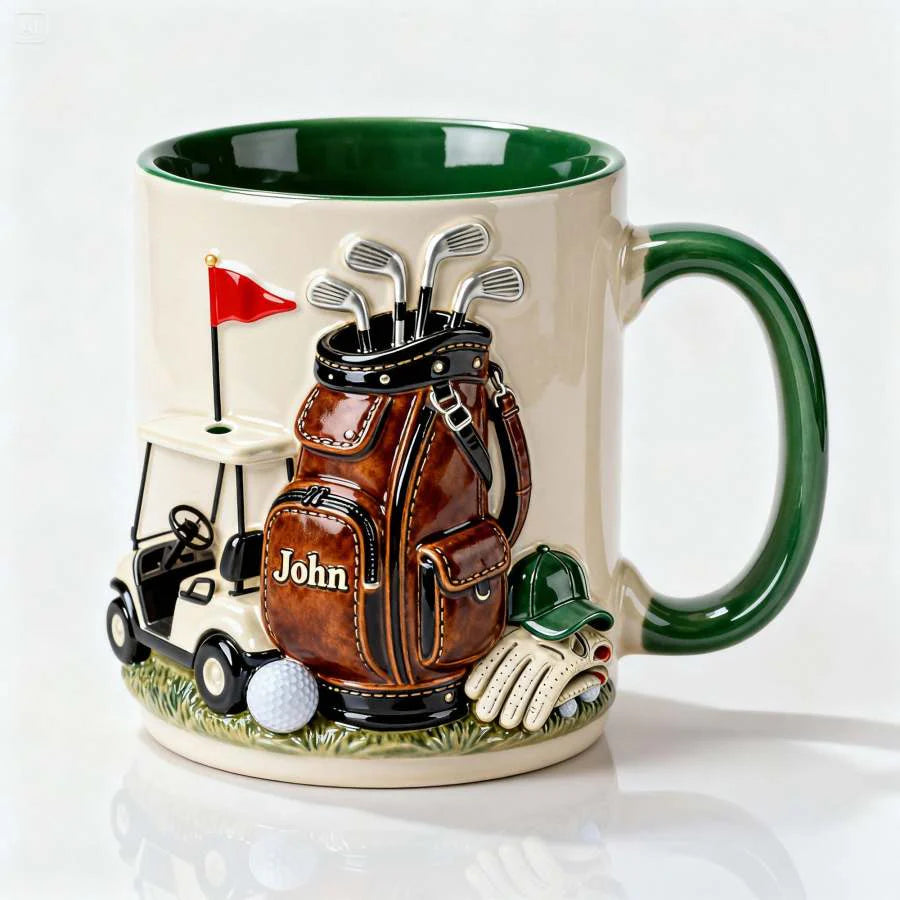 On The Course Golf Mug – Personalized Golf Gift for Men, Custom Name Golfer Mug, Unique Golf Lover Coffee Cup CRMGTP06