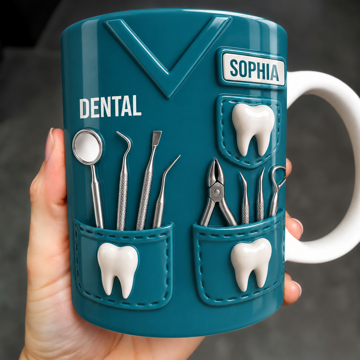 Personalized Dental Mug 3D Effect – Custom Name Gift for Dentists, Dental Hygienists & Dental Assistants