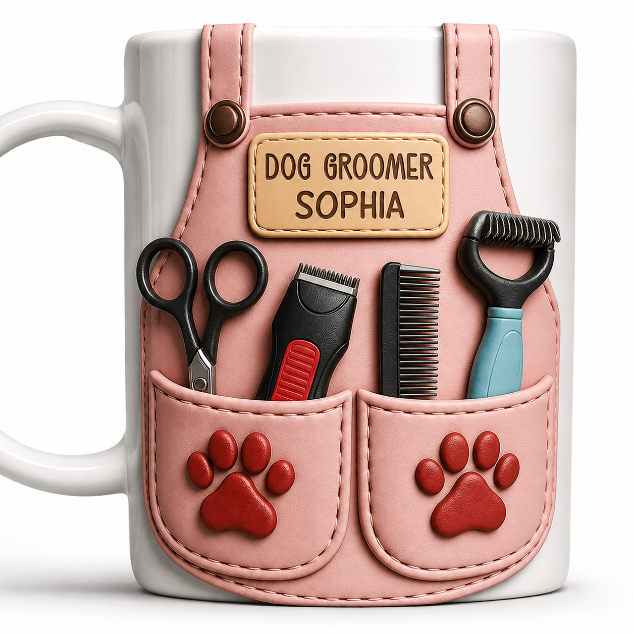Personalized Dog Groomer Mug 3D Effect – Custom Name Gift for Pet Groomers & Dog Lovers
