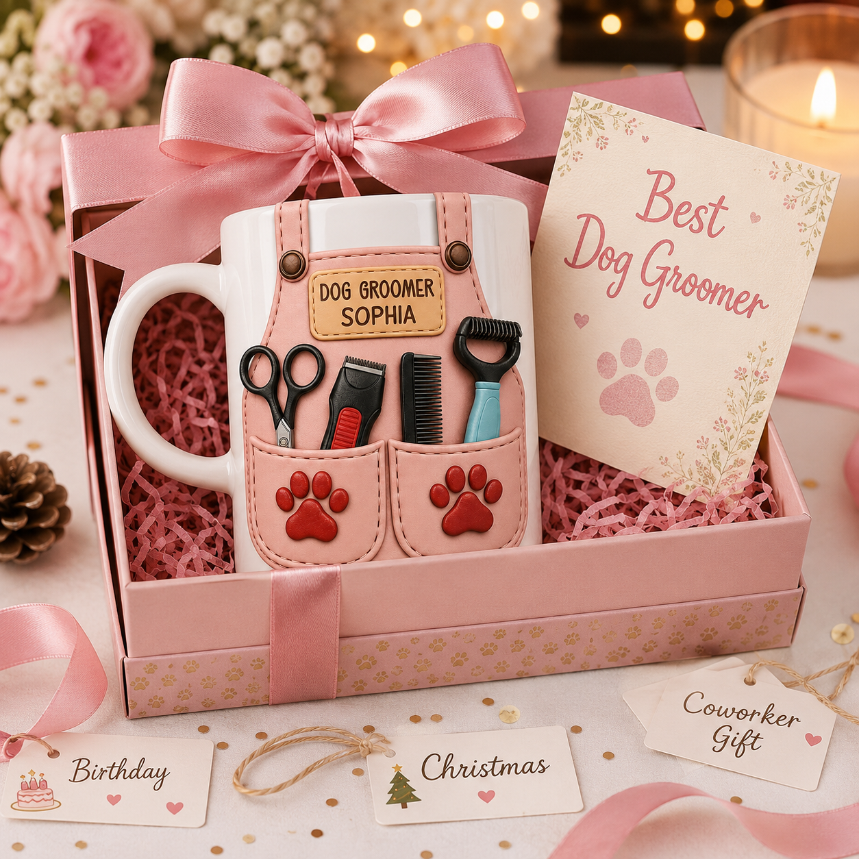 Personalized Dog Groomer Mug 3D Effect – Custom Name Gift for Pet Groomers & Dog Lovers