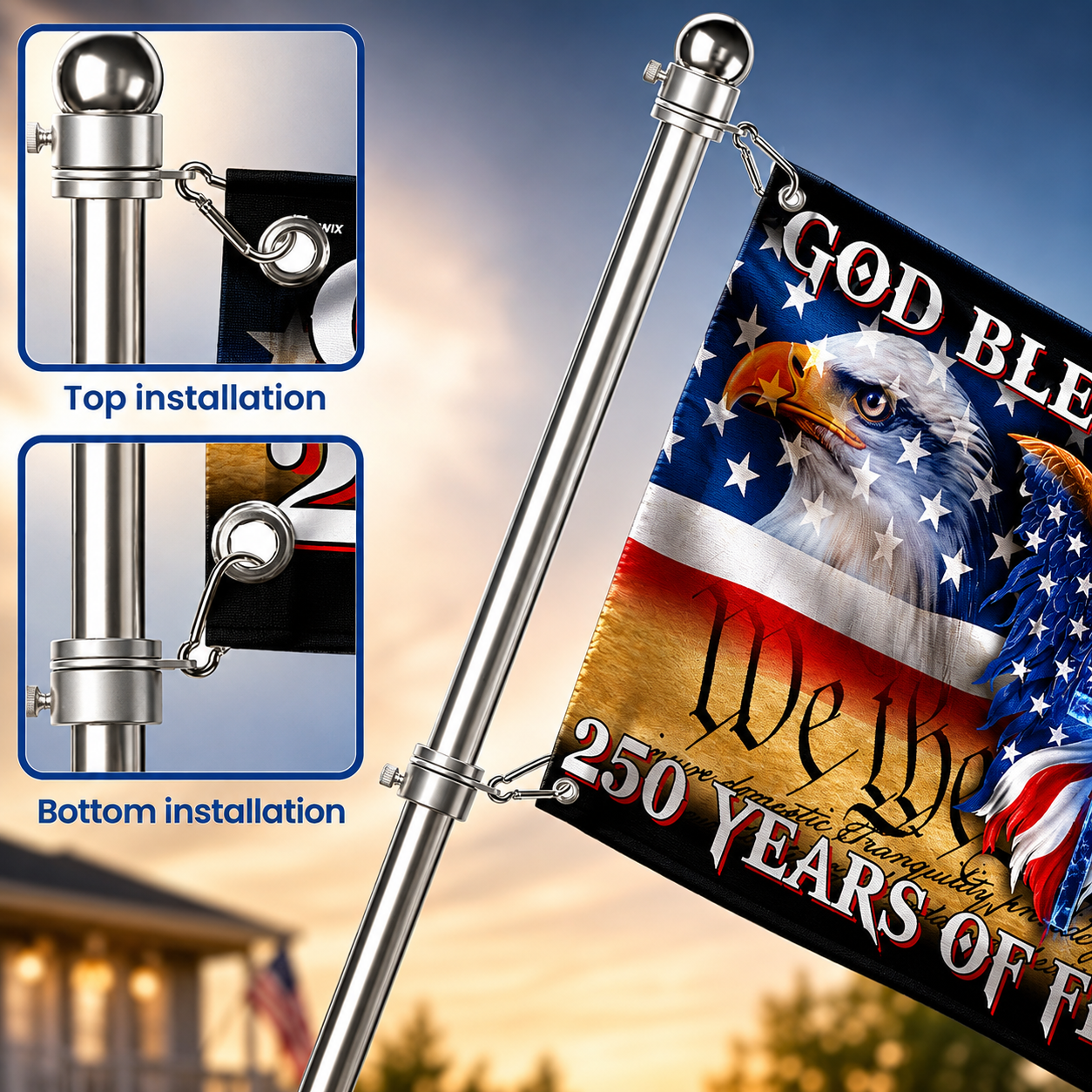 250 Years of Freedom Patriotic Flag – God Bless America 1776–2026