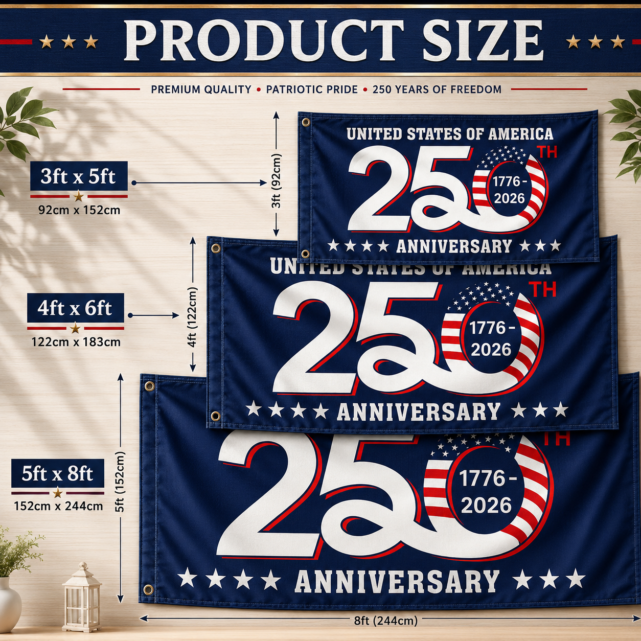 1776–2026 America 250th Anniversary Flag – Patriotic USA Decoration