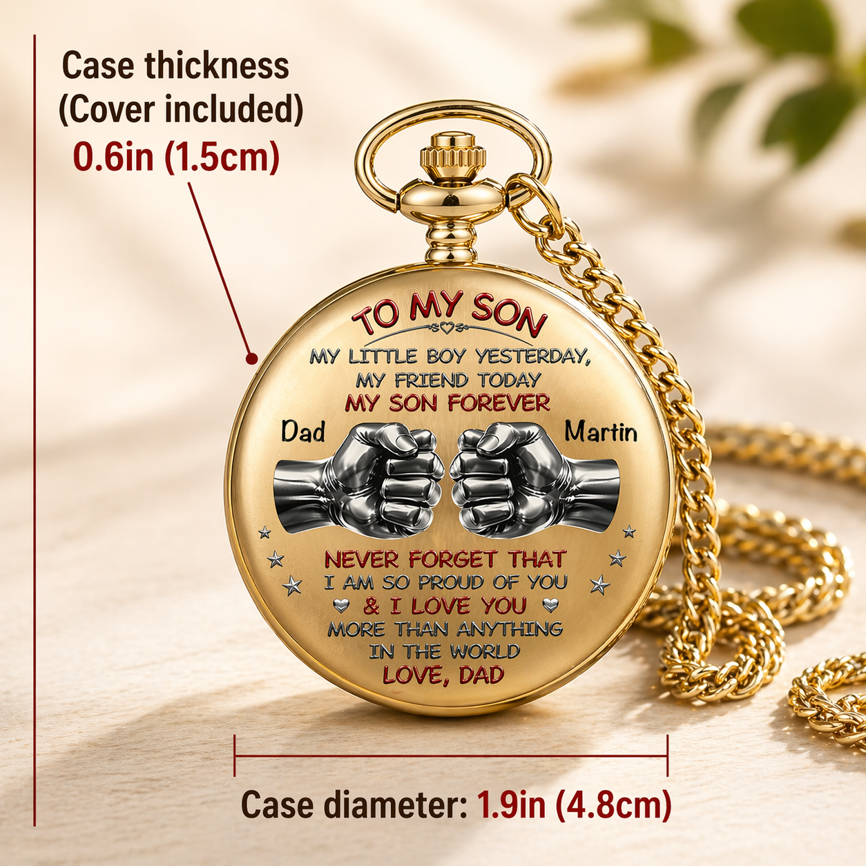 Für meinen Sohn, ein zeitloses Geschenk, das ihn jeden Tag daran erinnert, wie sehr er geliebt wird – personalisierte Taschenuhr mit individuellem Druck