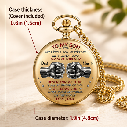 Für meinen Sohn, ein zeitloses Geschenk, das ihn jeden Tag daran erinnert, wie sehr er geliebt wird – personalisierte Taschenuhr mit individuellem Druck