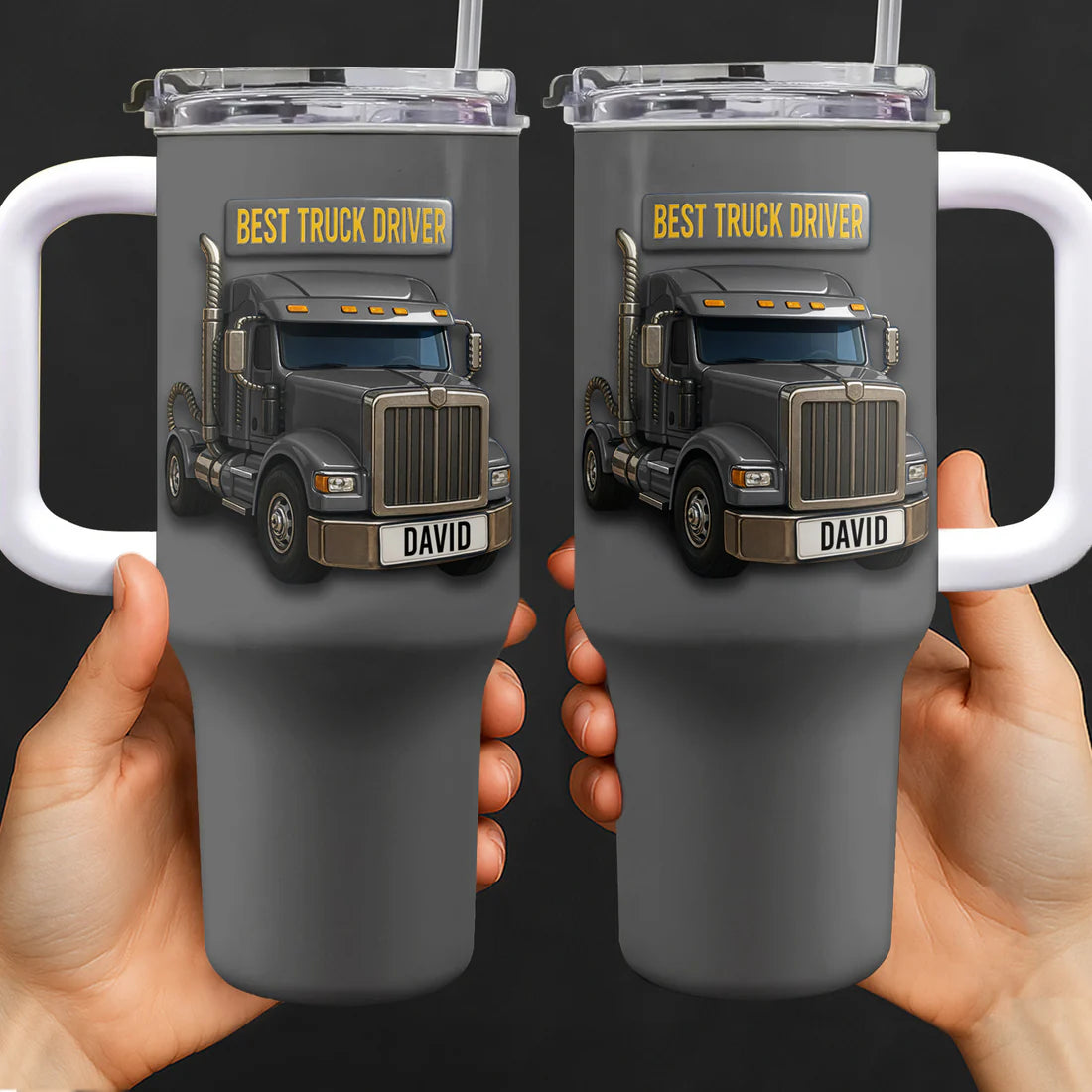 Best Truck Driver, Personalized 40oz Tumbler With Straw, Gift For Truck Drivers