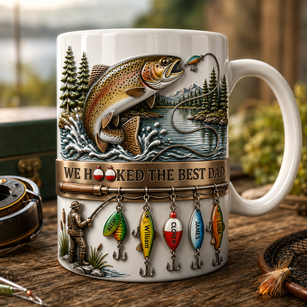 Fishing Best Dad Coffee Mug, Father's Day Fishing Gift, Ceramic Coffee Mug for Dad, Fisherman Gift