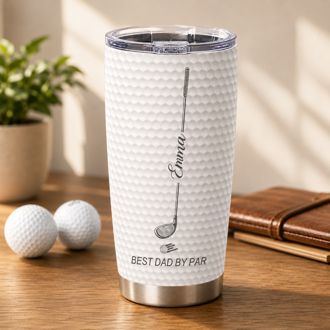 Best Dad By Par Personalized 20oz Stainless Steel Tumbler, Custom Dad Golf Tumbler with Kids' Names, Father's Day Gift