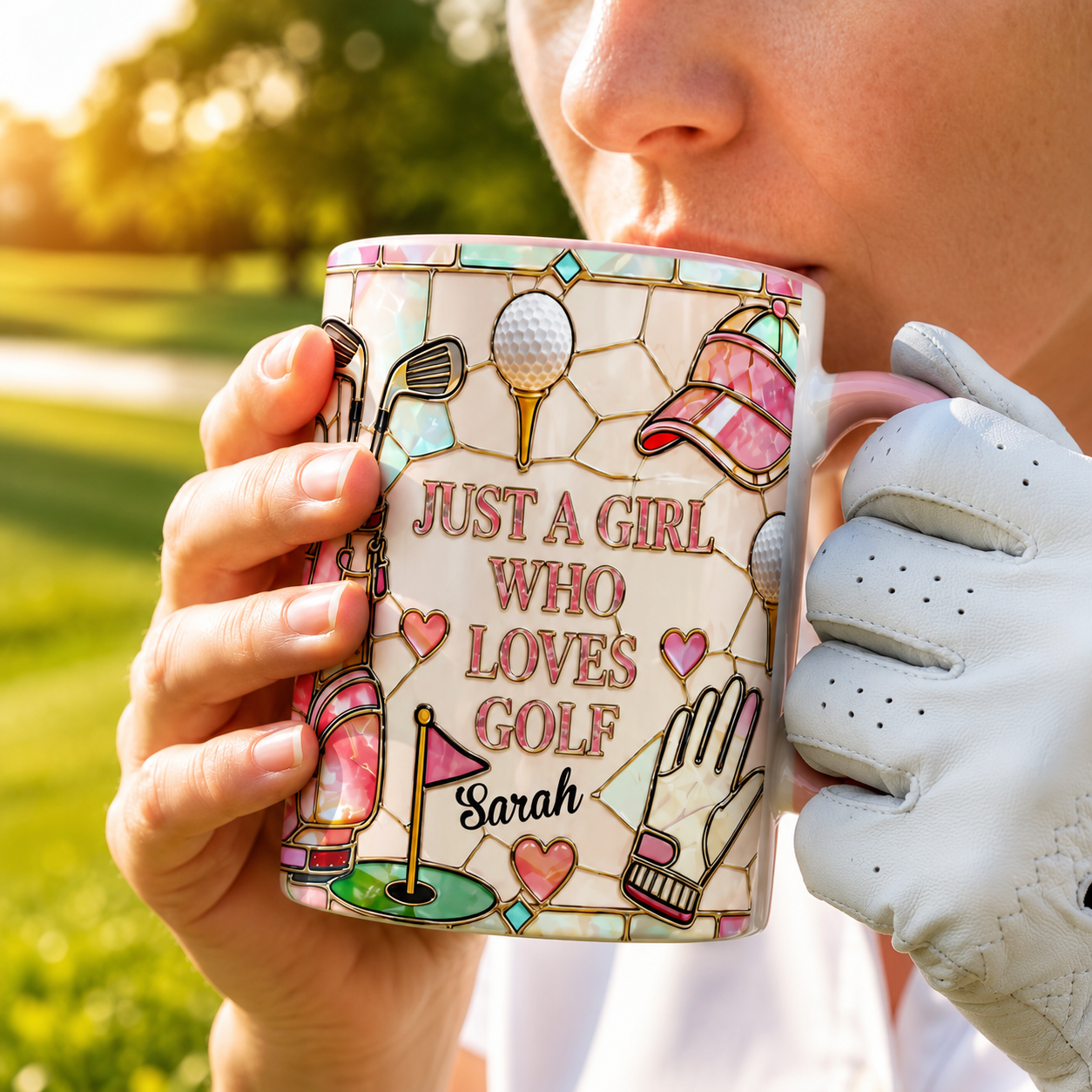Personalized Just A Girl Who Loves Golf 3D Effect Mug – Custom Name Golf Lover Ceramic Mug, 11oz 15oz Birthday Gift for Her