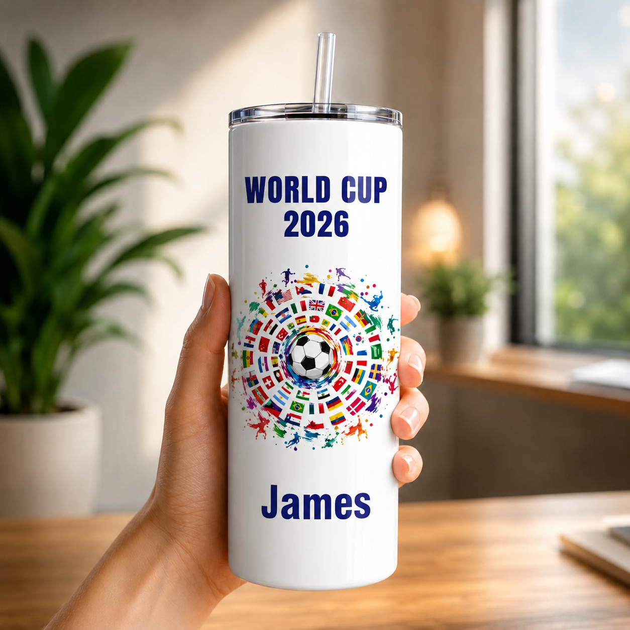 Personalized Soccer Fan Tumbler 3D Effect – Custom Name Football Gift Inspired by World Cup 2026