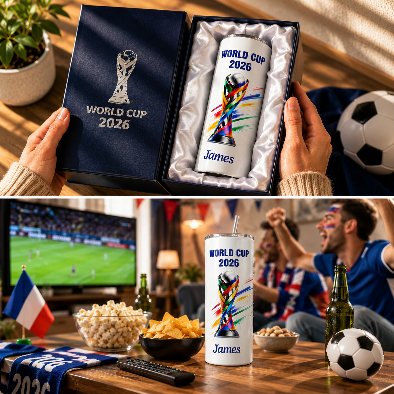 Personalized Soccer Tumbler 3D Effect – Custom Name Football Fan Gift Inspired by World Cup 2026