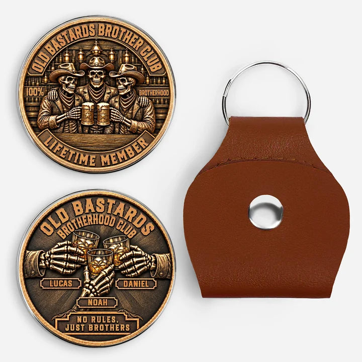Personalized Old Bastards Brotherhood Pocket Hug Token – Custom Stainless Steel Keepsake Gift for Friends