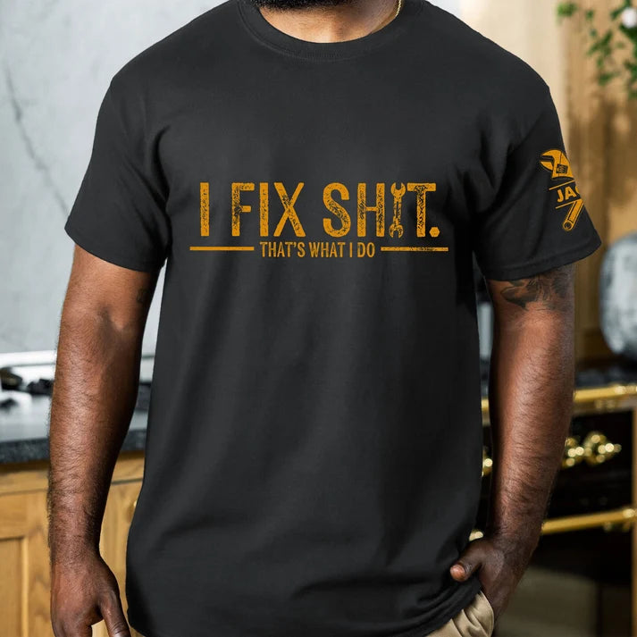 Personalized Mechanic Handyman Shirt, I Fix Stuff That’s What I Do Funny T-Shirt, Gift for Dad Husband Grandpa DIY Repairman