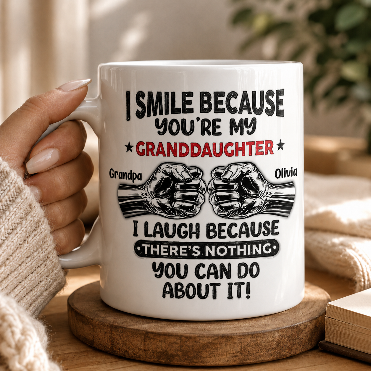 I Smile Because You’re My Son Mug – Personalized Father & Son Mug 3D Effect, Custom Gift for Son
