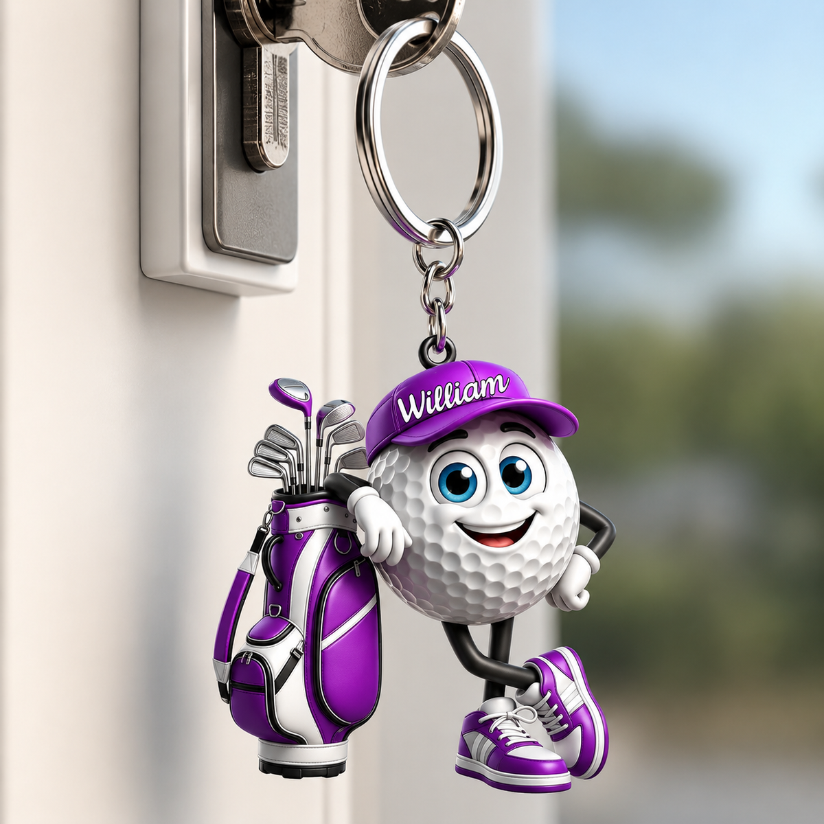 Golf Player Personalized 3D Effect Keychain, Custom Golf Ball Acrylic Keychain with Name, Funny Golfer Gift for Men, Golf Lover Gift, Father's Day Gift