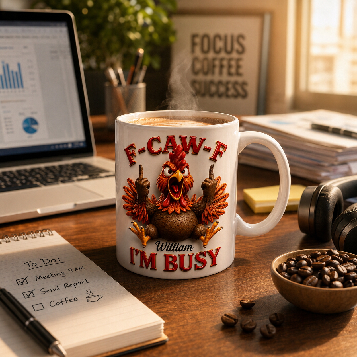 Funny Chicken F-CAW-F I'm Busy 3D Personalized Mug, Custom Chicken Coffee Mug with Name, Funny Gift for Chicken Lovers
