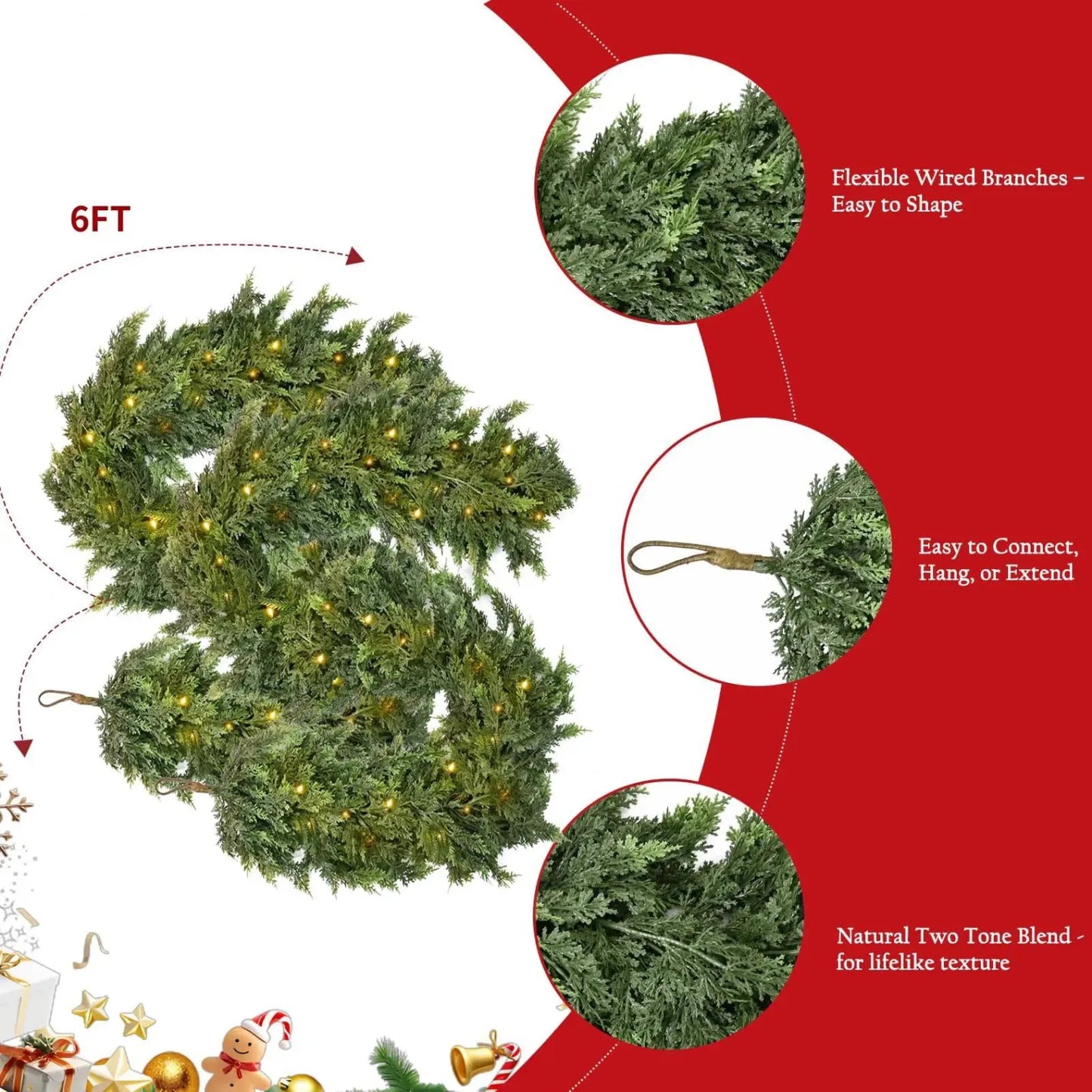 2025 Christmas Artificial Cypress Leaf Vine Wreath