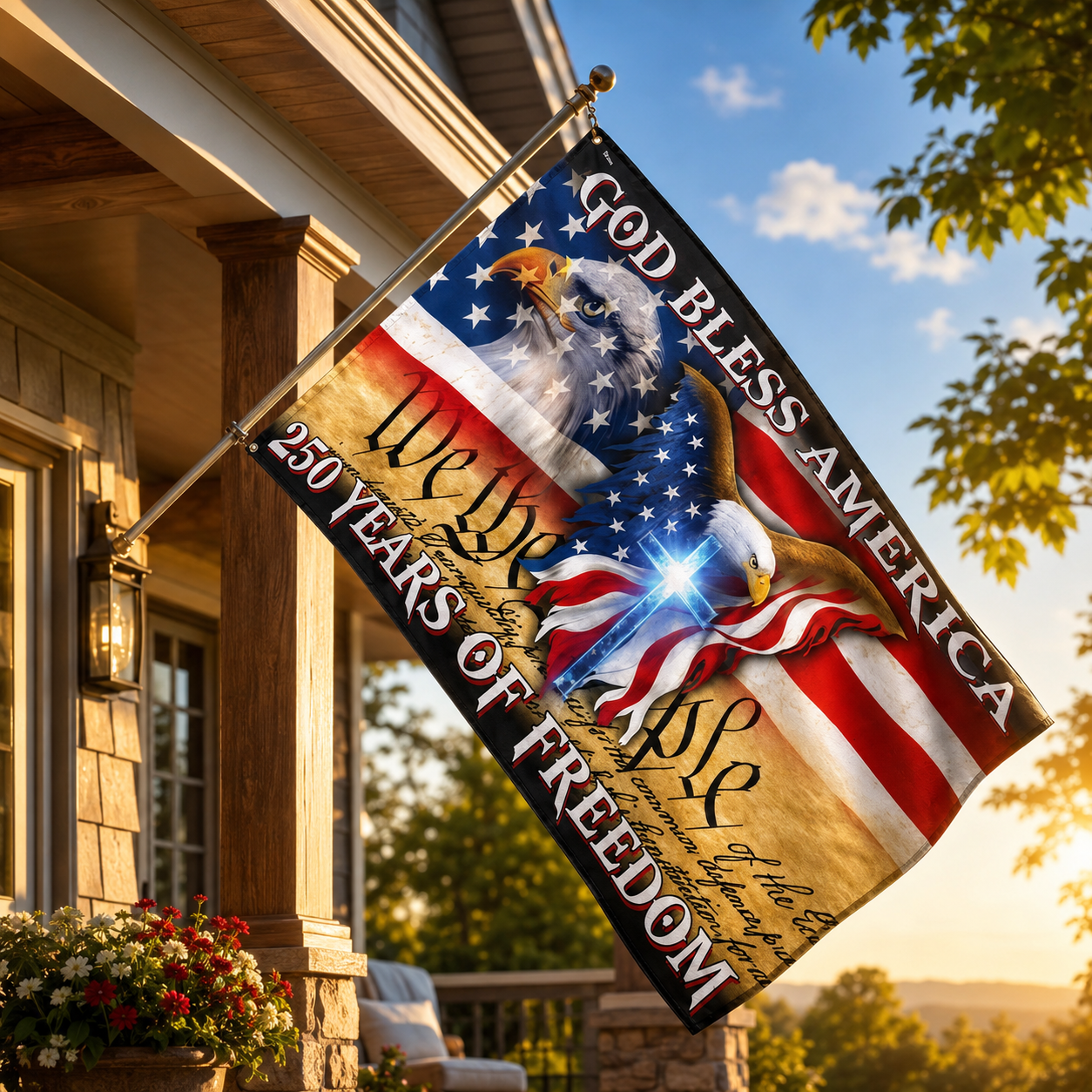 250 Years of Freedom Patriotic Flag – God Bless America 1776–2026