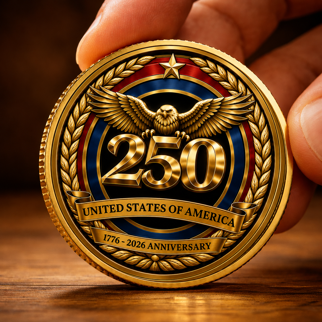 USA 250th Anniversary Commemorative Coin – Personalized 1776–2026 Patriotic Keepsake Gift