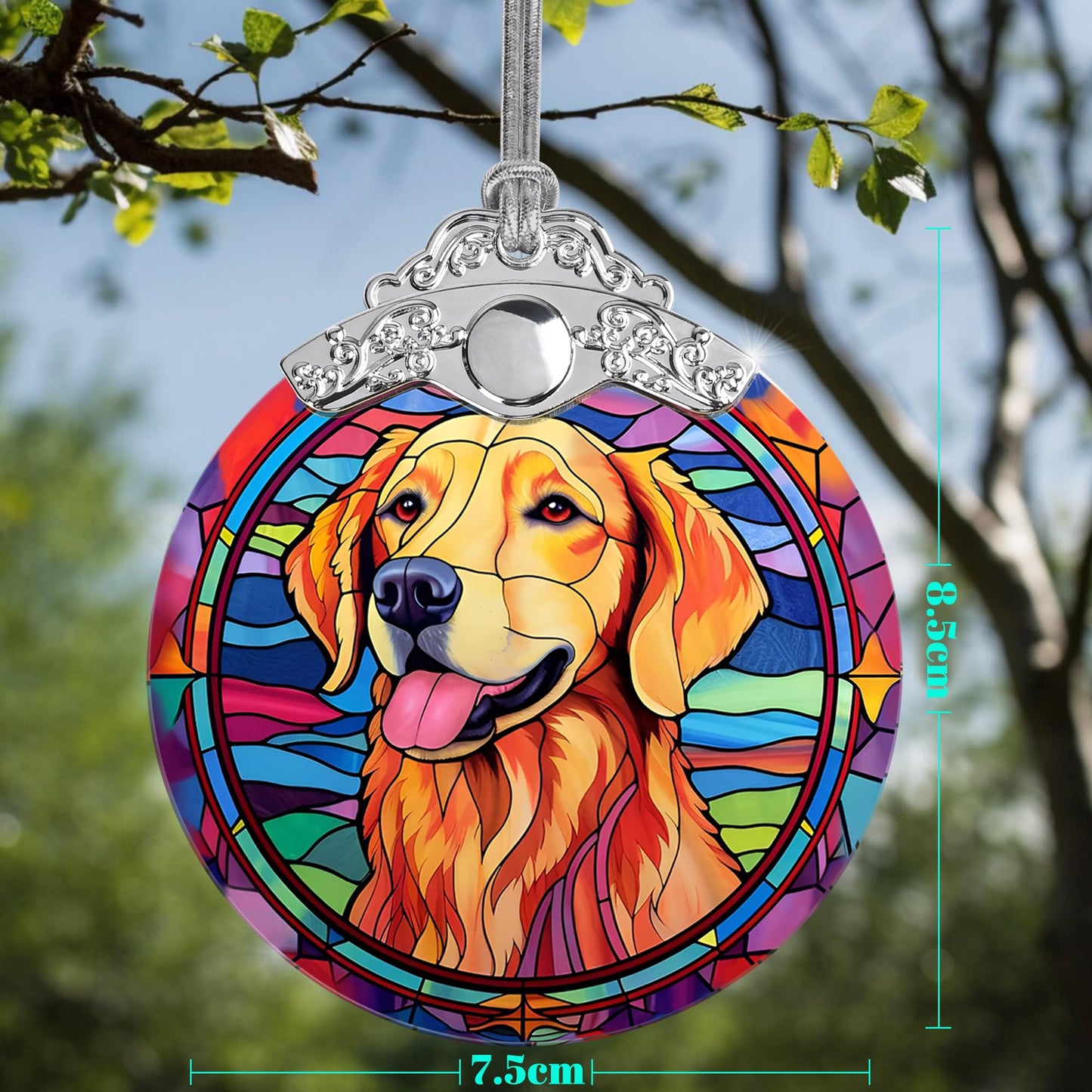 Christmas Ornament, Golden Retriever Christmas Decor, Golden Retriever Ornaments for Christmas Tree, Stained Glass Ornament