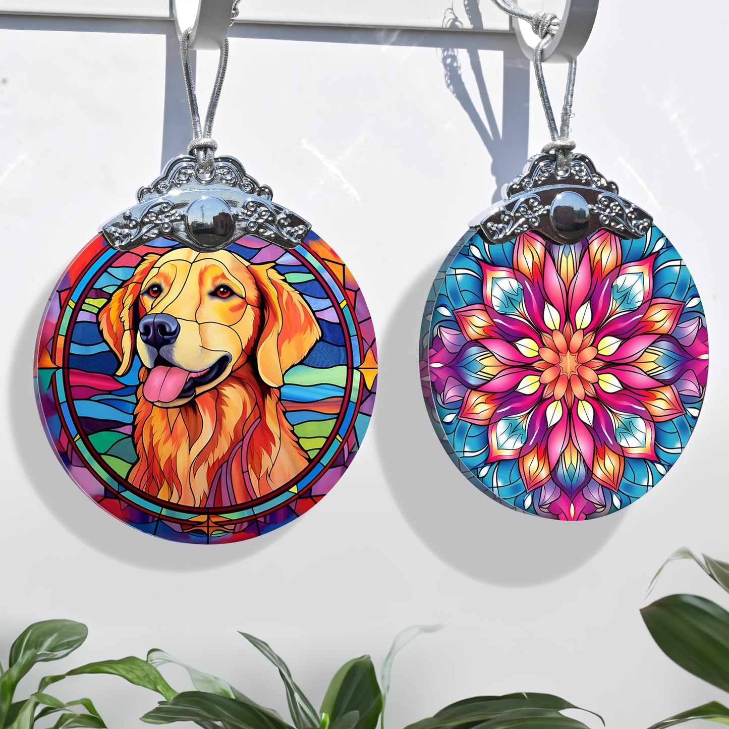 Christmas Ornament, Golden Retriever Christmas Decor, Golden Retriever Ornaments for Christmas Tree, Stained Glass Ornament