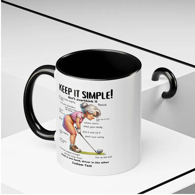 Funny Golf Mug for Women, Lady Golfer Ceramic Coffee Cup, Golf Mom Gift for Mom Grandma, Birthday Mother’s Day Christmas Gift