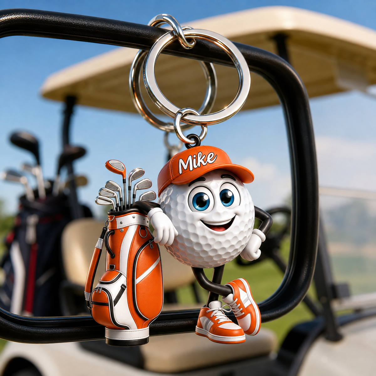 Golf Player Personalized 3D Effect Keychain, Custom Golf Ball Acrylic Keychain with Name, Funny Golfer Gift for Men, Golf Lover Gift, Father's Day Gift