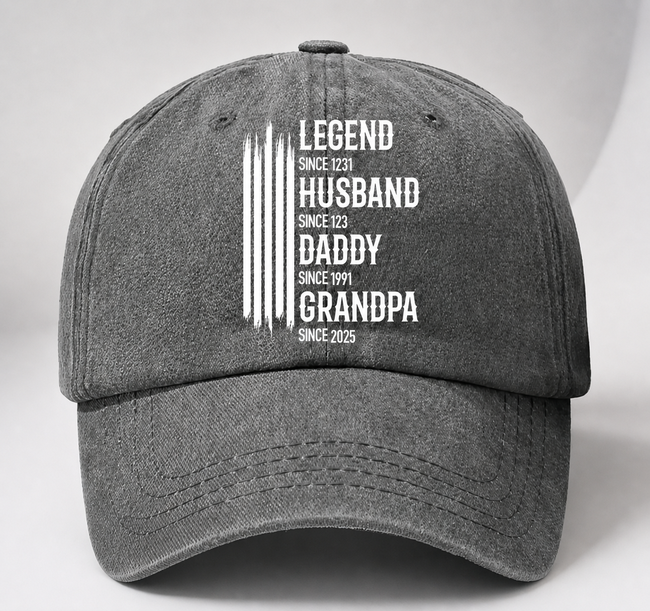 Die Original-Legende – Personalisierte Legenden-Papa-Mütze, individuelles, verwaschenes Vintage-Denim-Cap-Geschenk